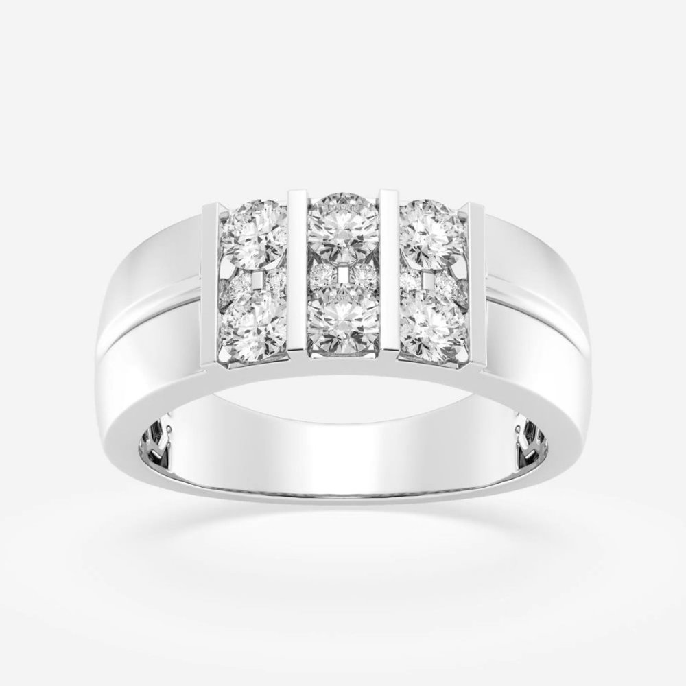 1 /13 ctw Round Lab Grown Diamond Men's Triple Row Channel Set Wedding Band